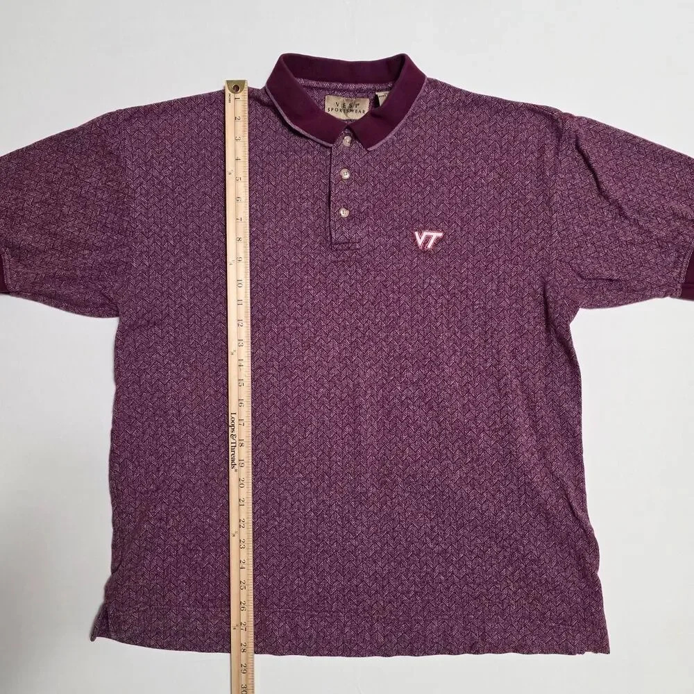 Vintage Vesi Sportswear Virginia Tech Hokies Chevron Knit Polo Shirt men's XL